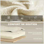 Canapé convertible 2 places 3 en 1, canapé-lit clic clac en chenille avec dossier réglable, porte-gobelets, beige