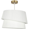 Suspension Luminaire Élégante à Double Abat-Jour, Rosace Dorée, Câble Réglable, Ampoule Non Incluse E14 40 W, Blanc