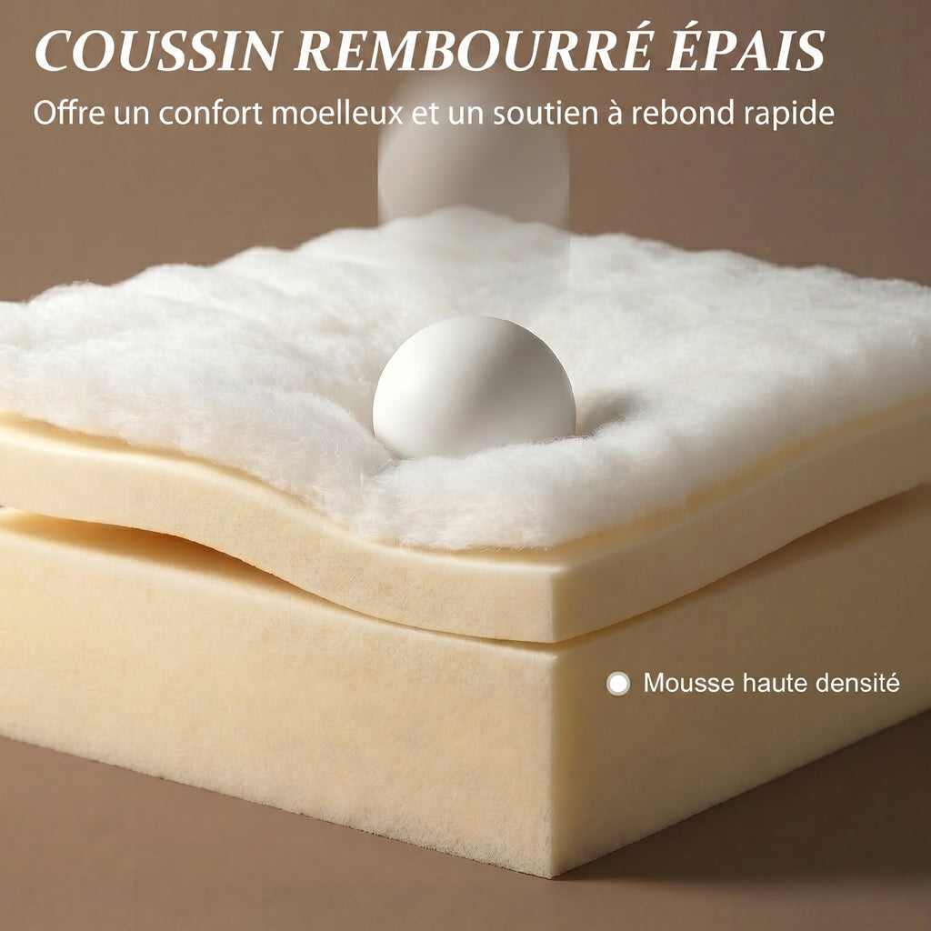 Canapé Convertible 2 Places, Canapé-Lit en Chenille 190cm, Dossier Rabattable, Assise et Accoudoirs Larges, Beige