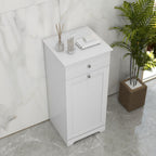 Meuble de salle de bain avec panier à linge, meuble de rangement avec tiroir - 40L x 38l x 90,5H cm - blanc