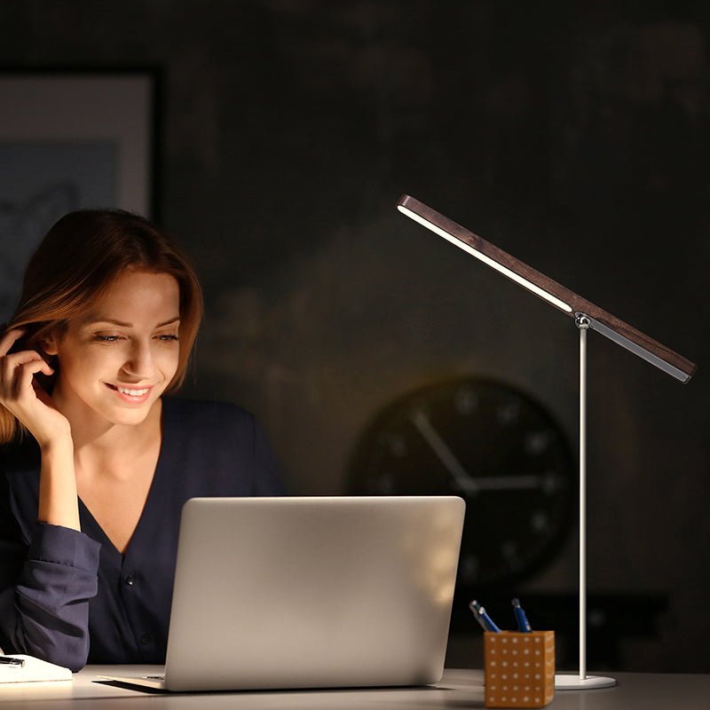 Lampe de Bureau Bois Massif Protection Oculaire – Rechargeable, 3 Niveaux de Luminosité