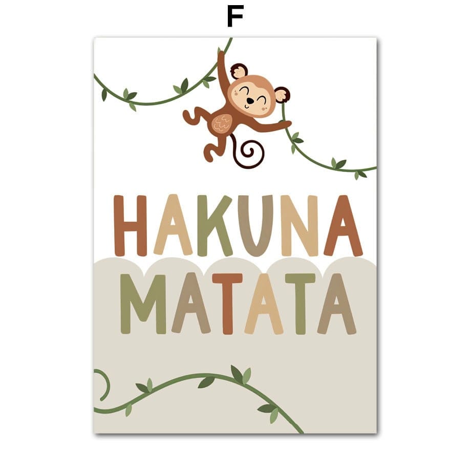 Poster Safari Hakuna Matata Lion Personnalisé – Décoration Chambre Enfant Premium