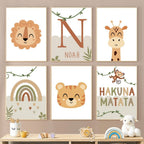 Poster Safari Hakuna Matata Lion Personnalisé – Décoration Chambre Enfant Premium
