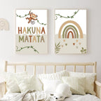 Poster Safari Hakuna Matata Lion Personnalisé – Décoration Chambre Enfant Premium