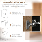 Armoire de cuisine Buffet meuble de rangement, 2 placards 4 portes 1 tiroir, passe-câbles 80L x 40P x 180H cm