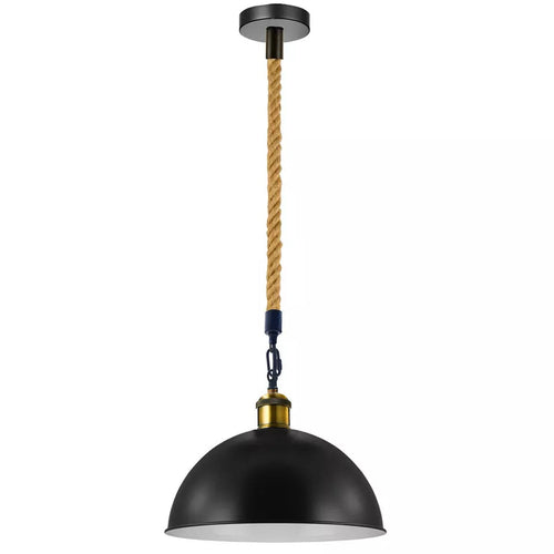 Suspension Luminaire Rétro Métal & Corde de Chanvre - Style Industriel Vintage