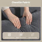 Canapé convertible 2 places, canapé-lit clic-clac en chenille, dossier réglable, 2 coussins, poche latérale, gris