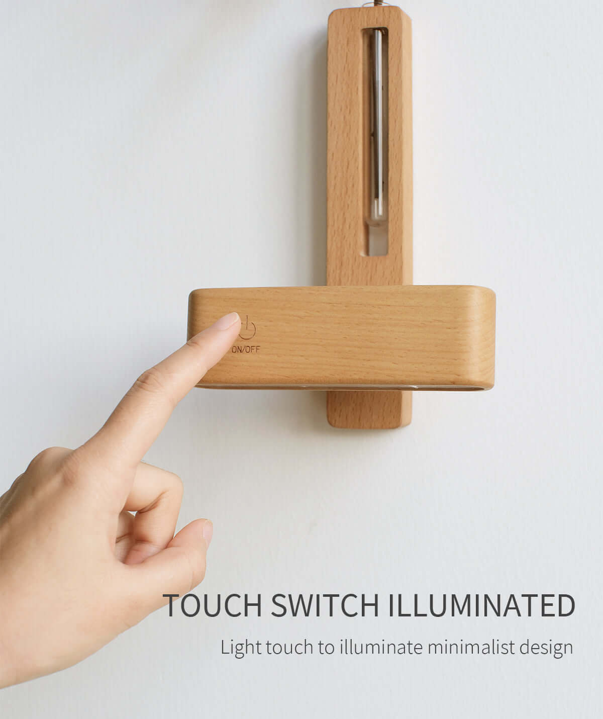 Applique Murale Bois Massif Magnétique – Vase Décoratif & Lampe Tactile Rechargeable