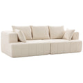 Canapé 3 places en chenille 248 cm, canapé salon moderne, large assise rembourrée, coussins à ressorts, beige
