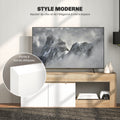 Meuble TV 2 portes pour téléviseurs jusqu'à 60 pouces, meuble télé avec placard et étagère ouverte, effet bois naturel