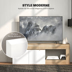 Meuble TV 2 portes pour téléviseurs jusqu'à 60 pouces, meuble télé avec placard et étagère ouverte, effet bois naturel