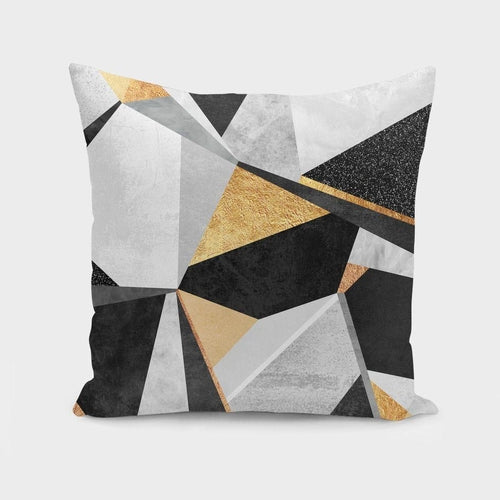 Coussin Décoratif Geometry Gold - Motif Géométrique Doré 40x40cm