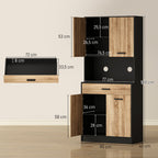 Armoire de cuisine Buffet meuble de rangement, 2 placards 4 portes 1 tiroir, passe-câbles 80L x 40P x 180H cm