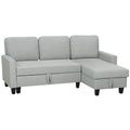 Canapé d'angle convertible réversible, canapé-lit 3 places, méridienne, coffre de rangement, 197lx129x 85cm, gris clair