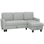 Canapé d'angle convertible réversible, canapé-lit 3 places, méridienne, coffre de rangement, 197lx129x 85cm, gris clair