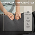 Canapé d'angle convertible en velours côtelé, canapé-lit 3 places avec rangement caché, coussins, 205x135x76cm, gris