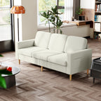 Canapé 3 places en velours côtelé, canapé avec coussins à ressorts et assise rembourré, 192x80x84,5cm, beige