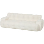 Canapé 3 Places en Chenille 211 cm, Canapé Salon, Assise Profonde, Entièrement Compressé Sans Montage, Crème
