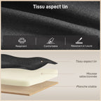 Canapé d'Angle Convertible, Canapé-Lit 3 Places 192 cm avec Méridienne Réversible, Rangement Caché, Gris Anthracite