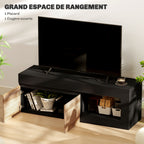 Meuble TV 2 portes pour téléviseurs jusqu'à 60 pouces, meuble télé avec placard et étagère ouverte, noir
