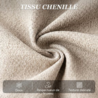 Canapé Convertible 2 Places, Canapé-Lit en Chenille 190cm, Dossier Rabattable, Assise et Accoudoirs Larges, Beige